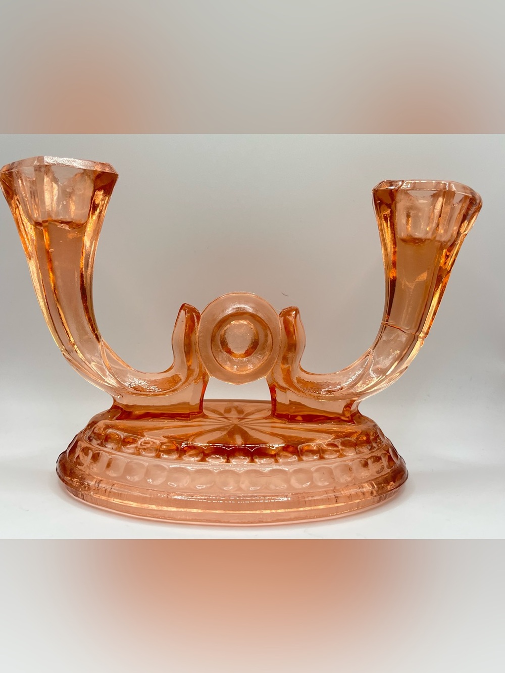 Art Deco Depression Glass Flamingo Candle Sticks Holder